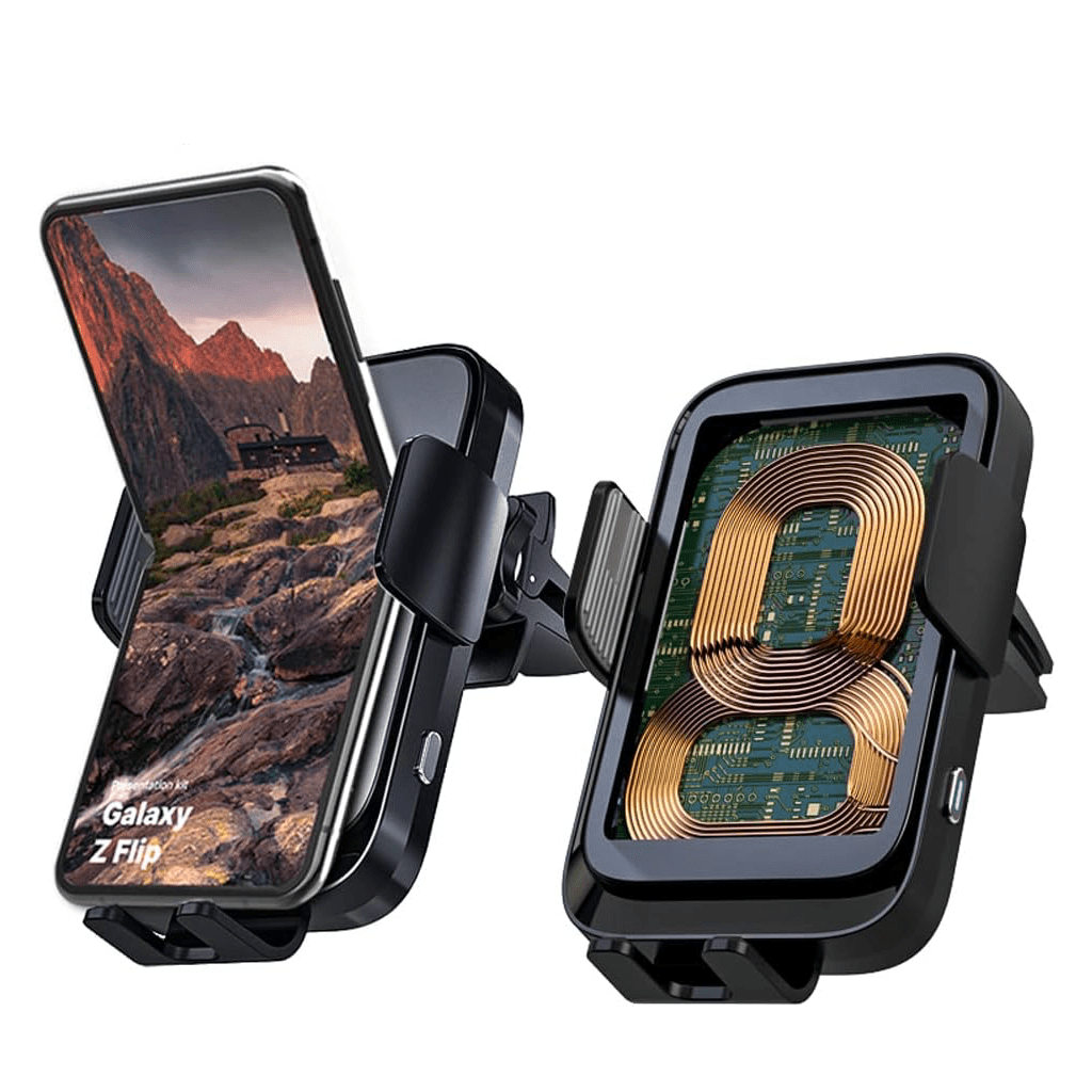Chargeur de voiture sans fil – Double bobine, support pour Galaxy Z Flip 5/4/3, S22/S21, iPhone 14/13 - BLK Shop