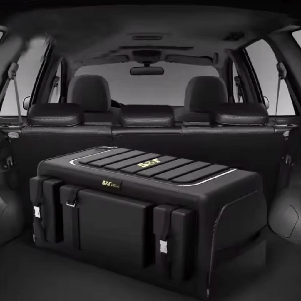 Organisateur de coffre avec couvercle – Boîte pliable en tissu Oxford 70 L avec multi - poches - BLK Shop