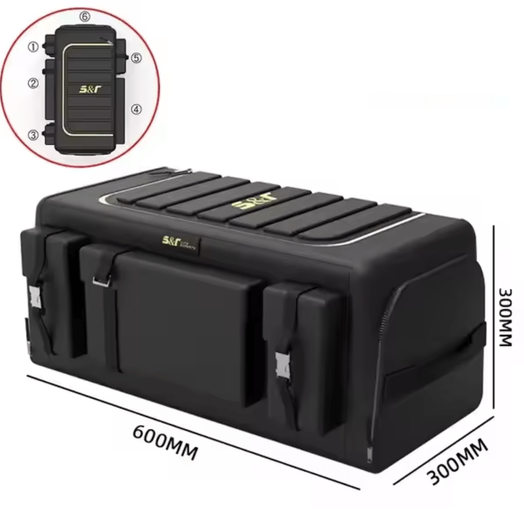 Organisateur de coffre avec couvercle – Boîte pliable en tissu Oxford 70 L avec multi - poches - BLK Shop