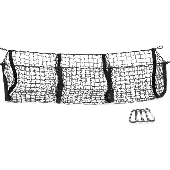 Support de filet de chargement universel – Maille élastique nylon avec 4 poches & crochets - BLK Shop