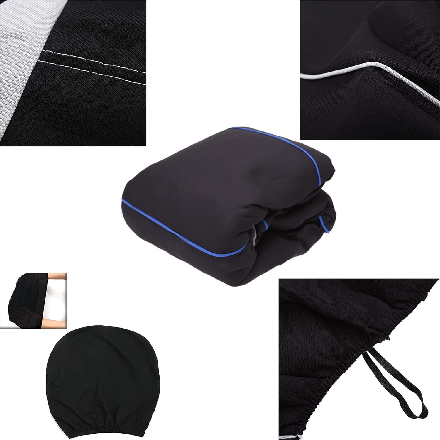 Housses de siège 9 pièces – Ensemble complet universel 5 places, protection coussins pour voitures (noir, gris, bleu, rouge) - BLK Shop