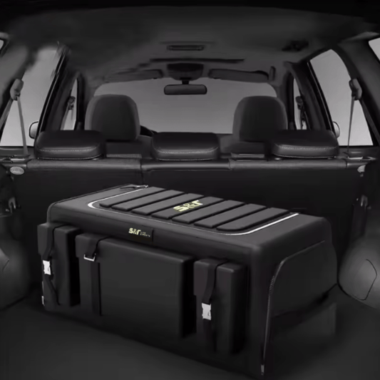 Organisateur de coffre avec couvercle – Boîte pliable en tissu Oxford 70 L avec multi - poches - BLK Shop